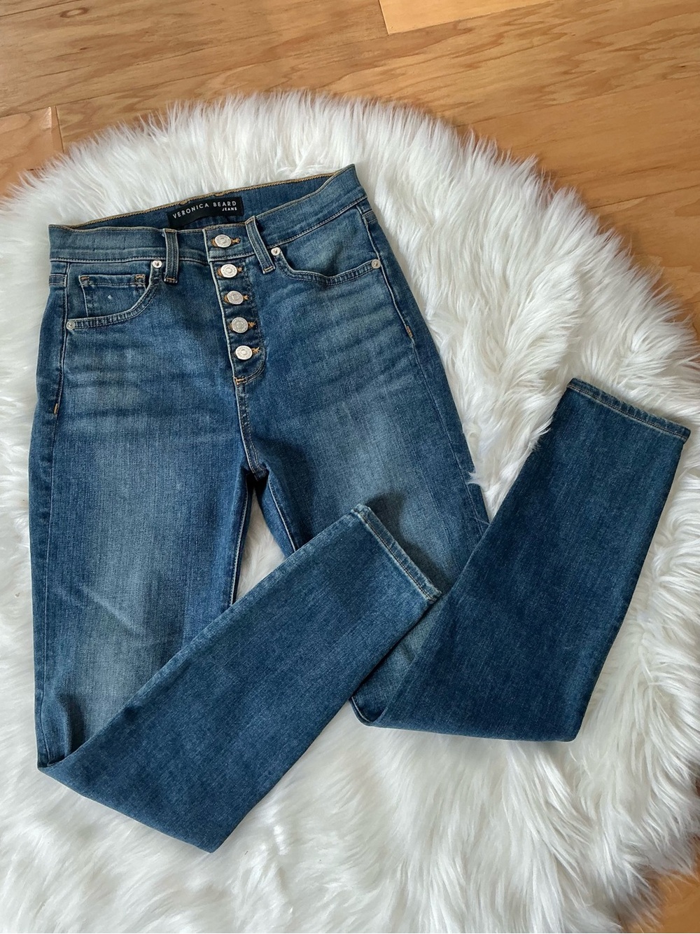 Veronica Beard High-Rise Skinny Leg Button-Fly Jeans Size 27